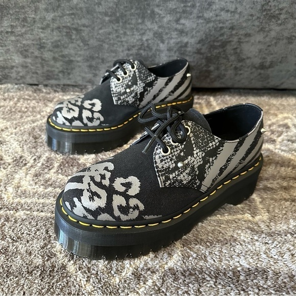 NWOT Dr Martens 1461 Quad Chunky Animal Mixed Print Shoes Women’s 6 - Picture 1 of 7